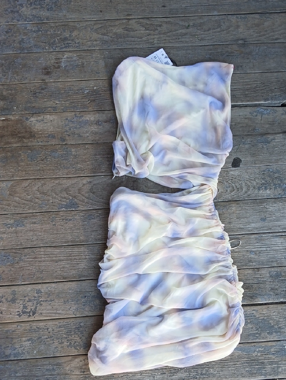 Zara Pastel Tie-Dye Ruched Crop Top & Skirt Set - Picture 4 of 4